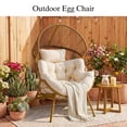 thumbnail image 4 of Dovov Oversized Egg Chair with Thick Cushion, Wicker Lounge Chair Rattan Patio Chair Indoor Outdoor Patio Lounger Basket Chair w/ Steel Frame, 500lbs Capacity, Beige, 4 of 13