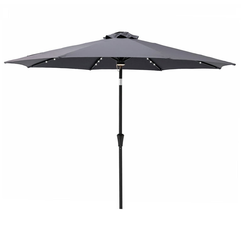 C-Hopetree 11 ft Outdoor Patio Market Table Umbrella with Solar LED Lights  and Tilt, Anthracite