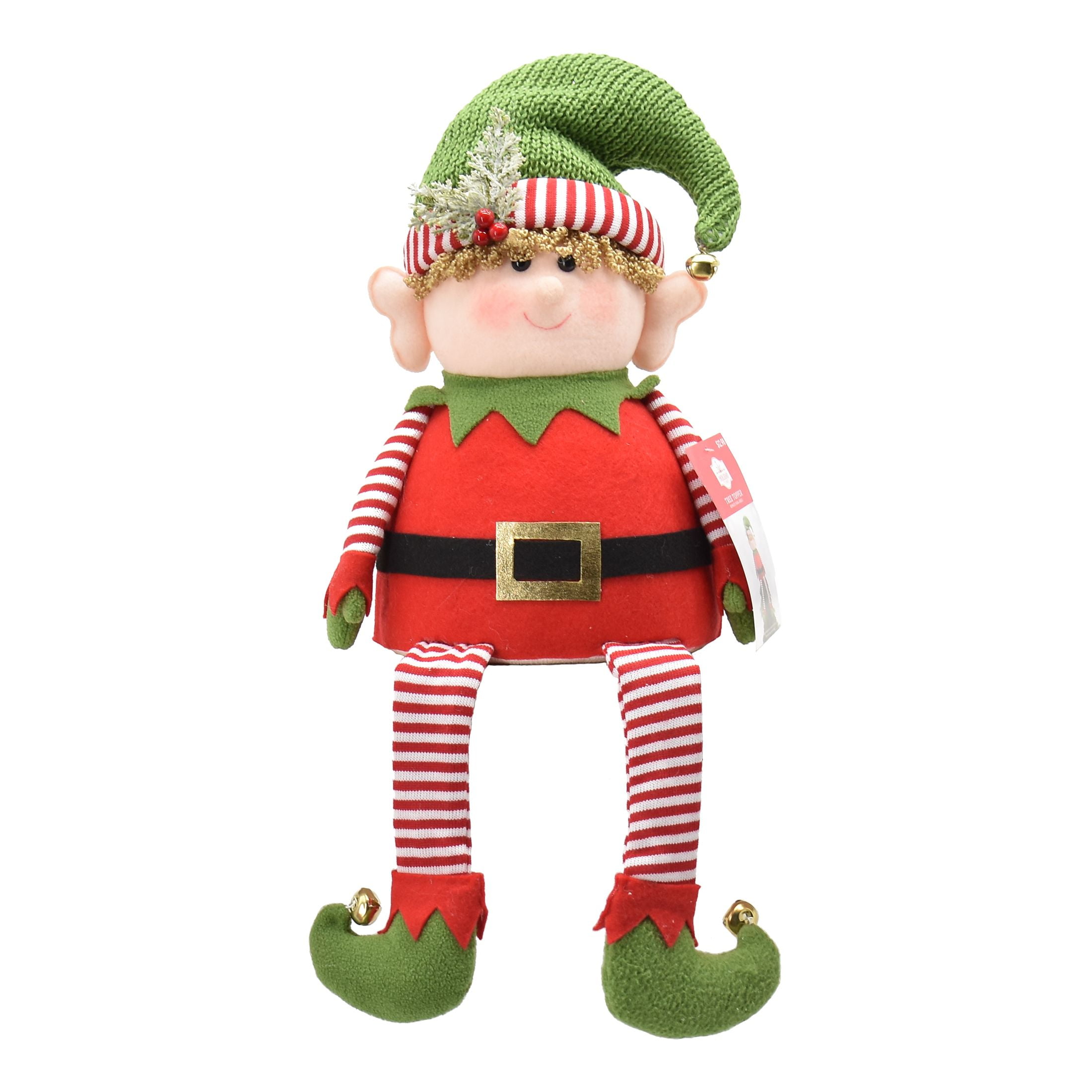 Holiday Time Green and Red Elf Tree Topper, 24.4”