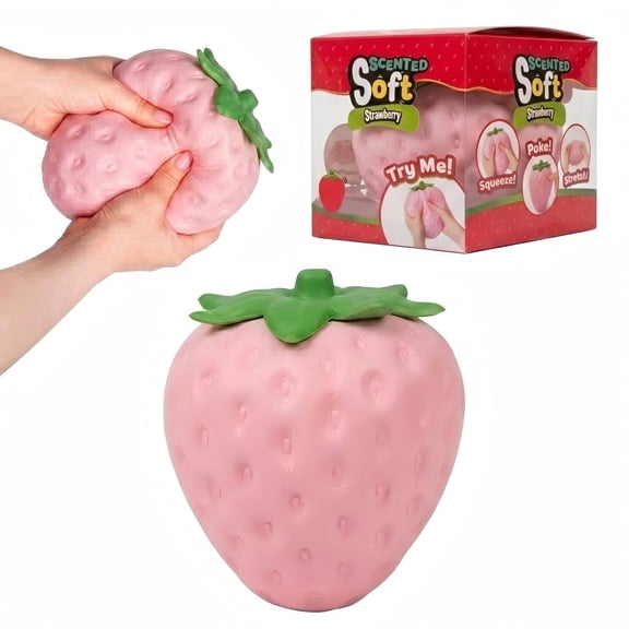Squeeze Jumbo 5.91" Color-Changing Strawberry Squishy Toys - Fun Fidget Toys for Party Favours, Giant Slow-Rising Sensory Stress Relief (Light Pink to Deep Pink)