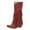 Wine, variant on YLYL Women Fringe Tassel Knee High Boots Snip Toe Chunky Heels Pull on Cowboy Cowgirl Western Boots