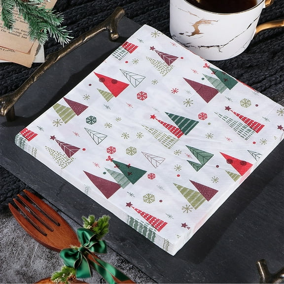 Christmas Party Supplies Napkins Colored Printed Disposable 20-Pack For Table Setting Party Ambiance Christmas Decorations Christmas Gifts