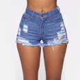 thumbnail image 2 of adviicd Short Women Pants Jeans plus Size Womens Juniors Jean Shorts Frayed Hem Ripped Denim Shorts Jeans Black for Women Elastic Waist Pants, 2 of 4
