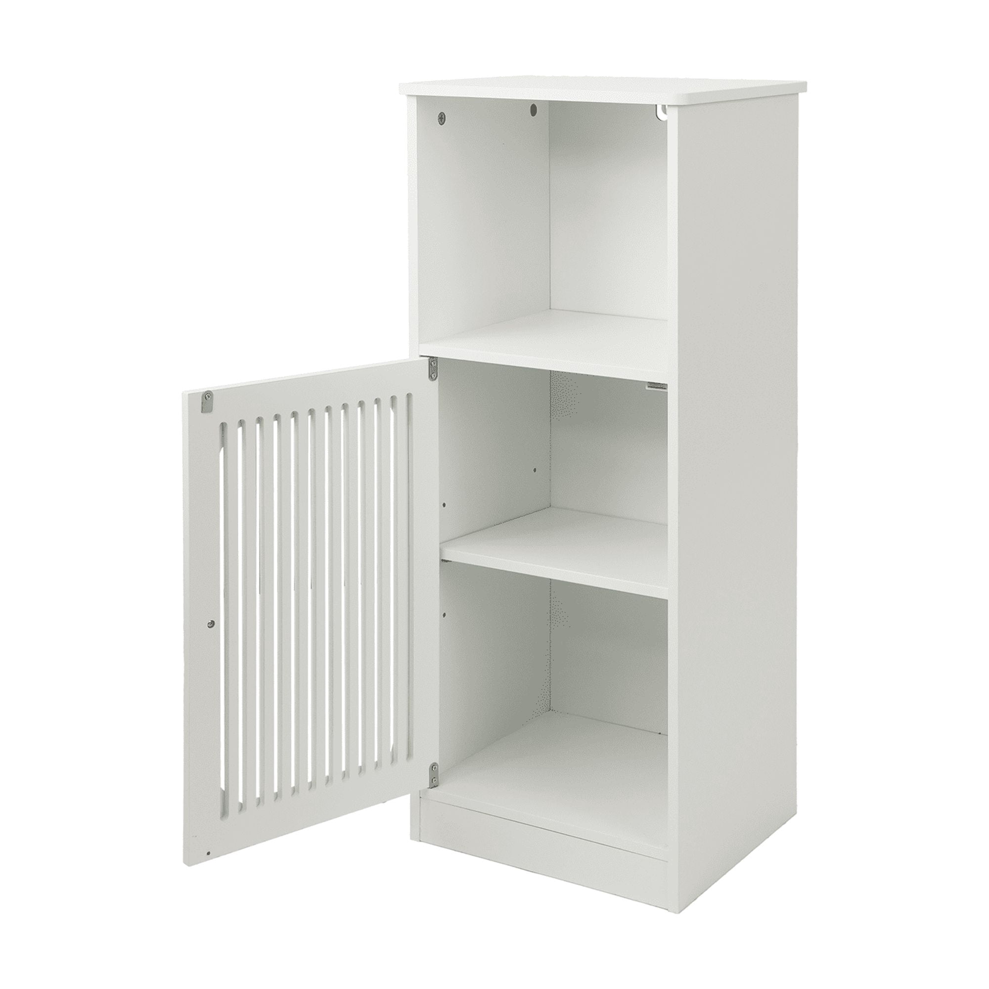 Bathroom low cabinet, louvered door floor-standing bathroom storage cabinet, multi-layer bathroom storage cabinet, white
