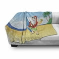 thumbnail image 3 of Christmas Soft Flannel Fleece Throw Blanket, Santa Claus on the Beach Surfboard Summer Party Celebration Tropical Art, Cozy Plush for Indoor and Outdoor Use, 70" x 90", Blue Yellow, by Ambesonne, 3 of 6