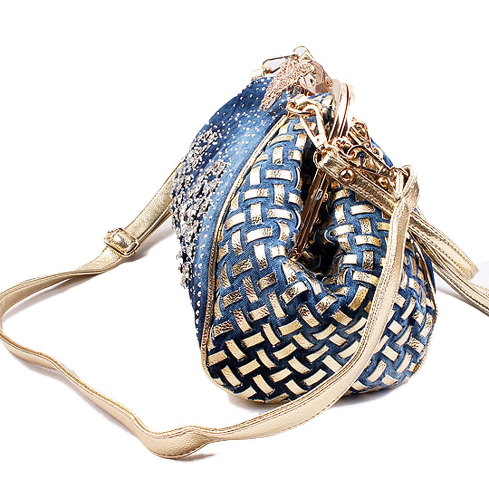 Coofit Women's Rhinestone Denim Handbags with Cross Style