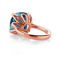 thumbnail image 2 of Gem Stone King 18K Rose Gold Plated Silver London Blue Topaz and Pink Lab Grown Diamond Engagement Ring for Women (13.10 Cttw, 14MM Cushion, Size 7), 2 of 4