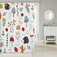 thumbnail image 2 of Cartoon Hedgehog Snail Shower Curtain Cute Mushroom Berry Trees Flowers Bathroom Curtain Kids Boys Girls Teens Room Decor Wild Animals Plants Waterproof Curtain Colorful Nature Bath Curtain, 2 of 6