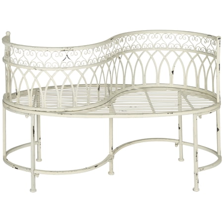 SAFAVIEH Outdoor Collection Lara Kissing Bench Antique White
