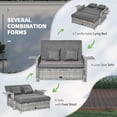 thumbnail image 4 of Ensemble Gris de Canapé-Lit en Rotin 2 Pcs avec Repose-Pieds et Rangement – Mobilier de Terrasse et de Jardin – Dossier Réglable et Coussins – Sièges d'Extérieur, 4 of 7