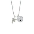 thumbnail image 2 of Delight Jewelry Silvertone Crystal Initial - F - Silvertone Script Initial Disc - V - Charm Necklace, 20"+3", 2 of 4