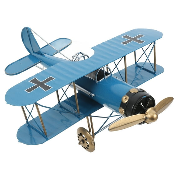 Blue Vintage Model Airplane Kit for Adults with Exquisite Iron Details and Construction for Home Decor