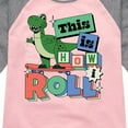 thumbnail image 3 of Disney - Toy Story - Rex This Is How I Roll - Toddler & Youth Girls Raglan Graphic T-Shirt, 3 of 4