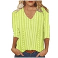 thumbnail image 2 of Fiudx Ofertas Relámpago Top con Cuello En V y Manga 3/4 con Estampado Informal a La Moda para Mujer, 2 of 5