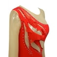 thumbnail image 4 of LIUHUO Customized Red Spandex Figure Skating Dress for Girls & Women - One - Shoulder with Red - Black Layered Skirt, 4 of 9
