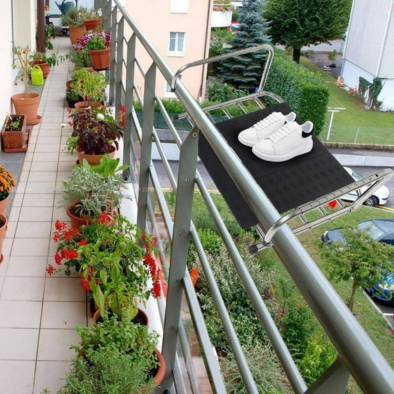 HEMOTON Clothes Drying Rack Railings Windowsill Folding Rack Retractable Laundry Rack