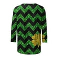 thumbnail image 5 of Yuyuzo T-Shirts de la Saint-Patrick pour Femmes Manches 3/4 T-Shirt Graphique Décontracté Col Rond Pull Tops Blouse, 5 of 5