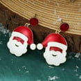 thumbnail image 3 of Red Green Christmas Drop Dangle Earrings for Women Gold-Toned Long Chain Jingle Bell Wreath Snow Santa Claus Round Ball Dangling Fish Hook Studs Earring Funny Xmas Holiday Jewelry, 3 of 11