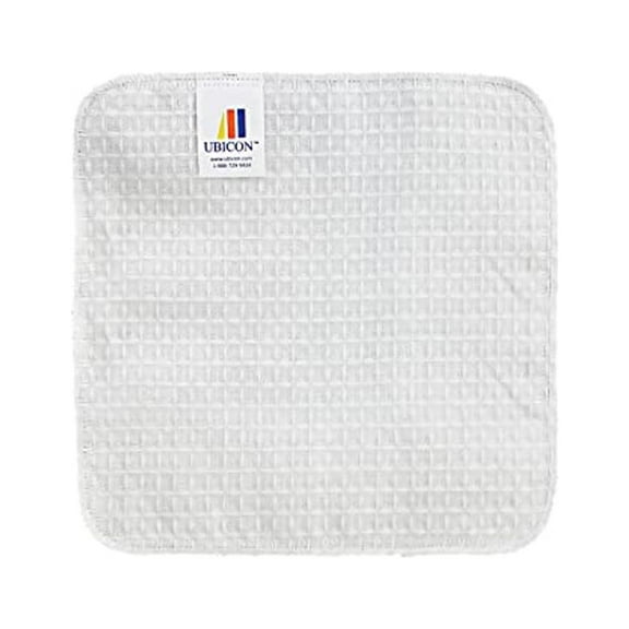 UBICON 100% Organic, Soft and Climate Friendly Cotton White Dish Cloth (10" X 10") Featuring Waffle Wave Design for Extra Absorbency, Cleaning Power and Durability (Pack of 5)