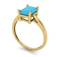 thumbnail image 2 of 2 ctw Solitaire Anniversary Ring for Women | Emerald Cut Simulated Turquoise | Hyperallergenic Solid 18K Yellow Gold, 2 of 5
