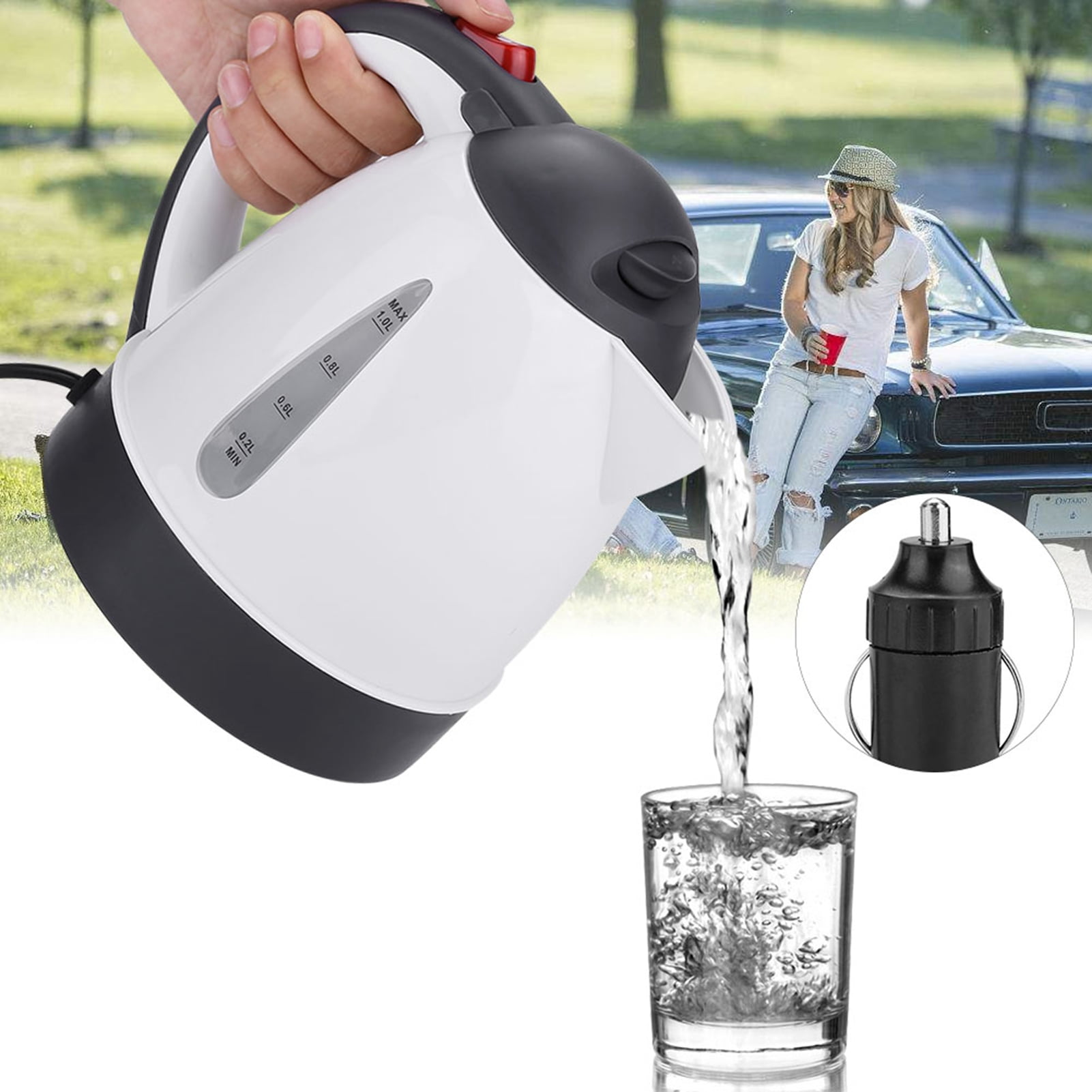 MLMLH Portable 1000ml 24V Travel Car Truck Kettle Water Heater Bottle