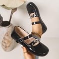 thumbnail image 5 of Women's Mary Jane Flats Square Toe Ballet Flats Shoes Dressy Casual Buckle Strap Comfortable Leather Shoes with Double Ankle Strap, 5 of 9