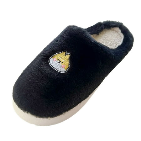 

Qxutpo Mens Slippers Hairstyle Outer Wear Fall Winter Indoor Non-Slip Thick Bottom Cute Cartoon Pattern Slippers for Men Size 45
