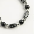 thumbnail image 3 of John Bead Semi-Precious Snow Flake Natural Gemstone Bracelet, Grey Jasper & Natural Obsidian Dyed, 3 of 5