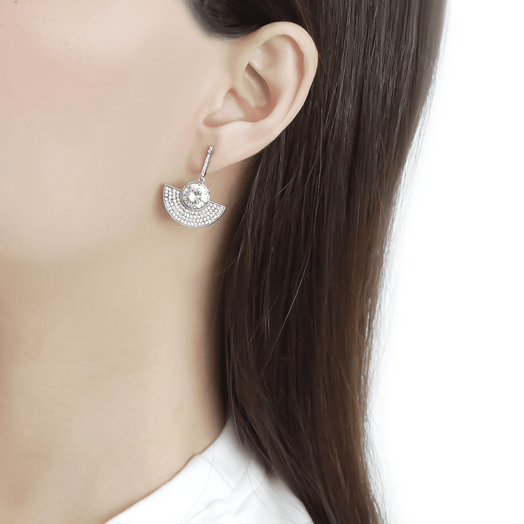 Women's Stainless Steel Earrings  CZ Clear