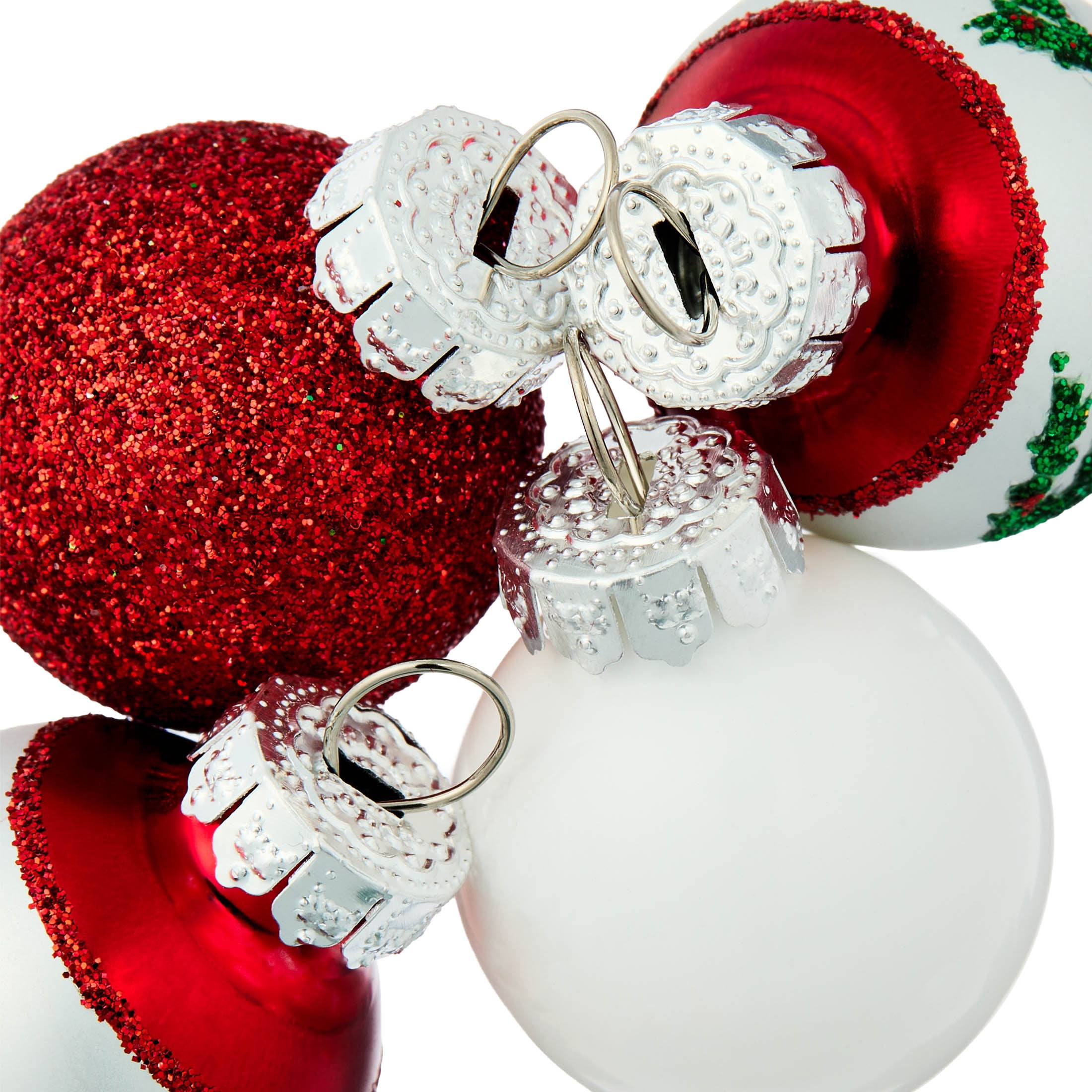 16-Count Red/Green/White Mini Glass Christmas Ornaments, 1", by Holiday Time
