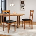 thumbnail image 2 of Giantex Wooden Dining Chairs Set of 2, Armless Kitchen Chairs w/Slat Backrest & Upholstered PU Seat, Walnut, 2 of 9