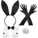 thumbnail image 1 of Bunny Costume Set for Christmas Easter Cosplay - Includes Bunny Ear Headband, Collar Bow Tie, Cuffs, Long Black Gloves, and Bunny Rabbit Tail Accessor, 1 of 5