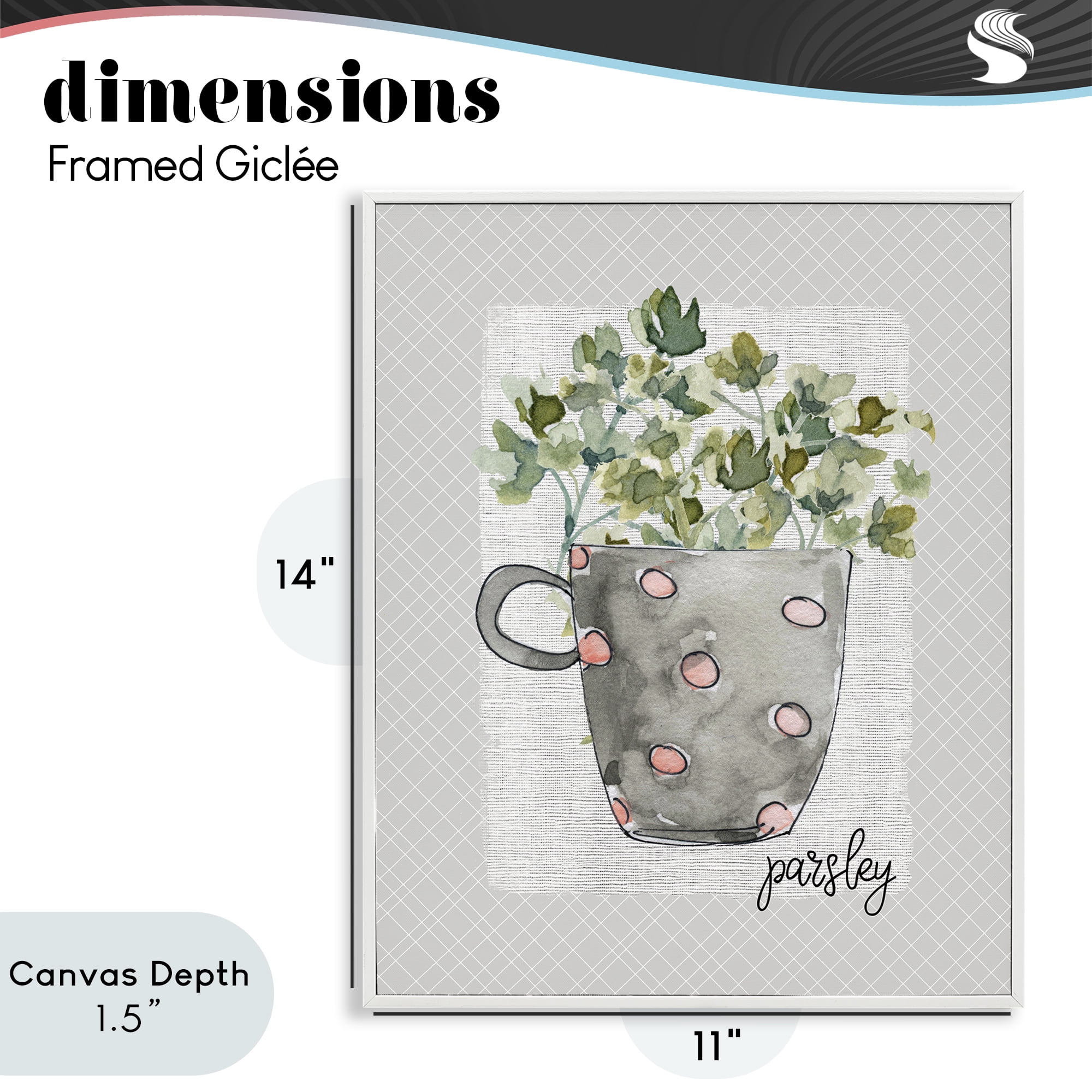 Stupell Industries Parsley Herb Mug White Framed Giclee Art, design by Livi Finn