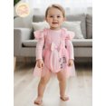 thumbnail image 5 of Miaouyo 0-24 Months Infant Baby Girl Fall Romper Dress Crew Neck Long Sleeve Tutu Bodysuit with Bow Headband, 5 of 9