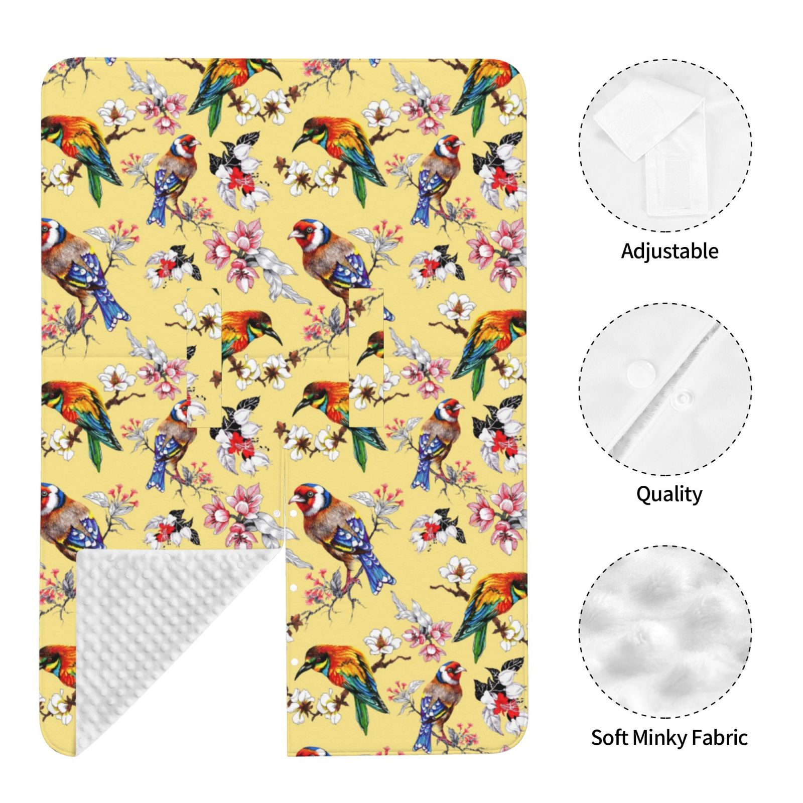 Naloa Bright Birds Baby Car Seat Cover, Breathable Baby Carrier Cover, Multiuse Baby Carrier Cover & Nursing Breastfeeding Cover