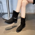 thumbnail image 1 of LSLJS Women's Large Size Leopard Print with Fleece Ankle Boots Chunky Heels and Bare Boots, 1 of 5