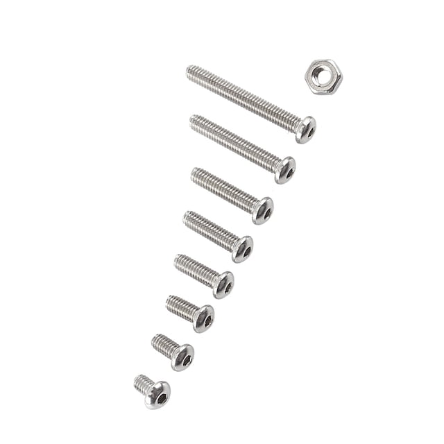 A2 Stainless Steel Hex Socket Screws Bolt with Hex Nuts Assortment Fixing Component Fastener for Home and Office