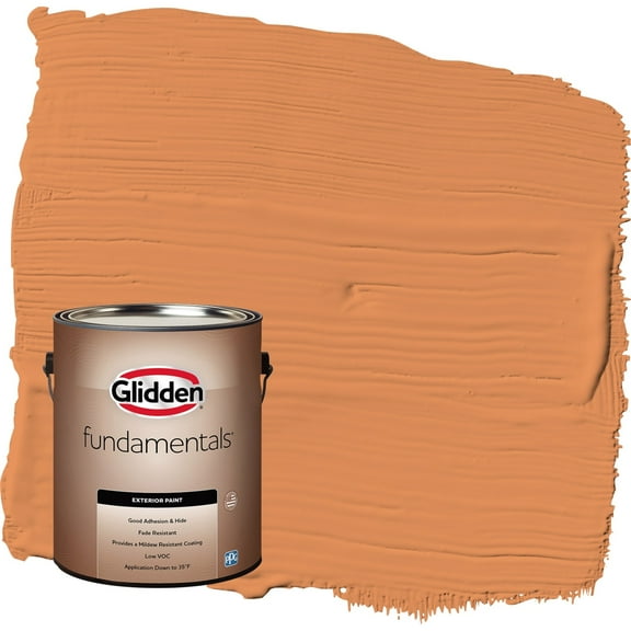 Glidden Fundamentals Carrot Cake / Orange Satin Exterior Paint, 1 Gallon