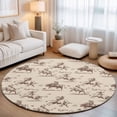 Abstract Cowboy Horse Area Rug, Vintage Beige Background Western Non ...