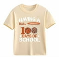 thumbnail image 3 of Girls Clothes 100 Day Of School Girls T-Shirt Cute Basketball Graphic Crewneck T-Shirt Soft Comfortable Casual T Shirt for Girls(Beige,3-4 Years), 3 of 4
