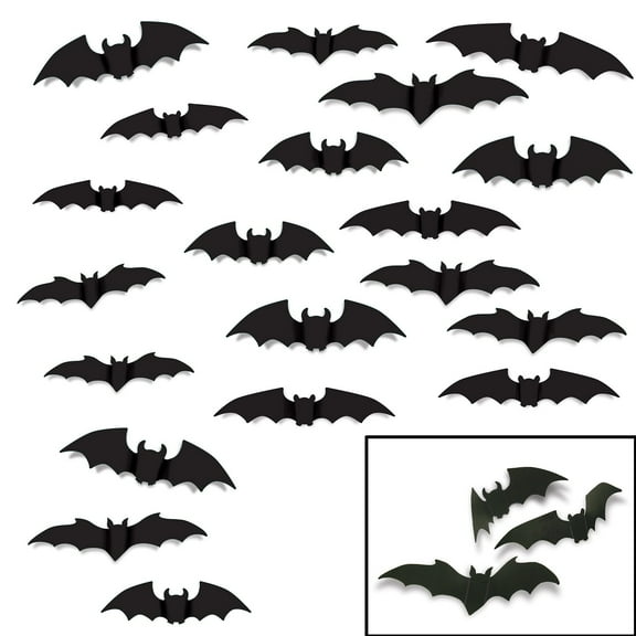 Beistle 240 Counts Black Bat Silhouettes Halloween Decoration 12”