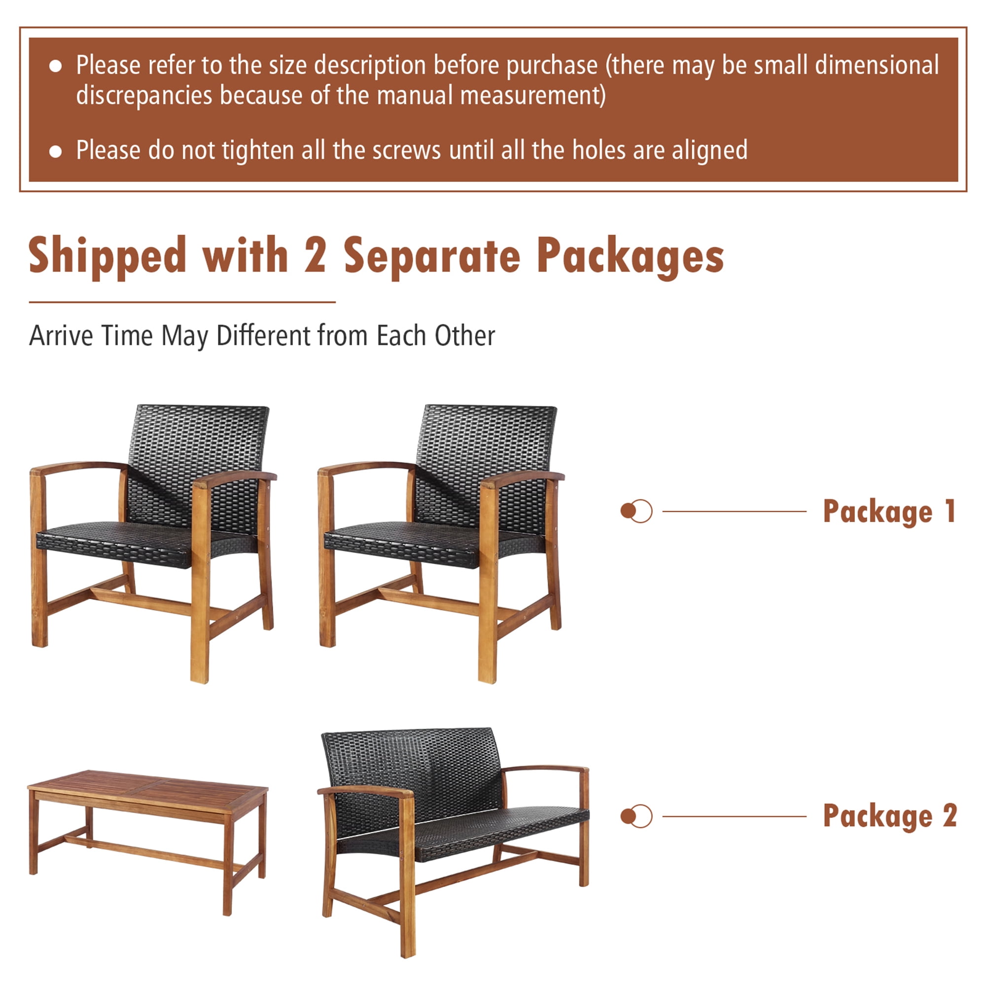Gymax 8PCS Patio Conversation Set Outdoor Furniture Set w/ Acacia Wood Frame