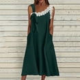 thumbnail image 2 of Kukoosong Summer Dresses for Women Casual V-Neck Sleeveless A-Line Tea-Length Dress with Ruffles and Belt Beach Vacation Tank Dresses, 2 of 7