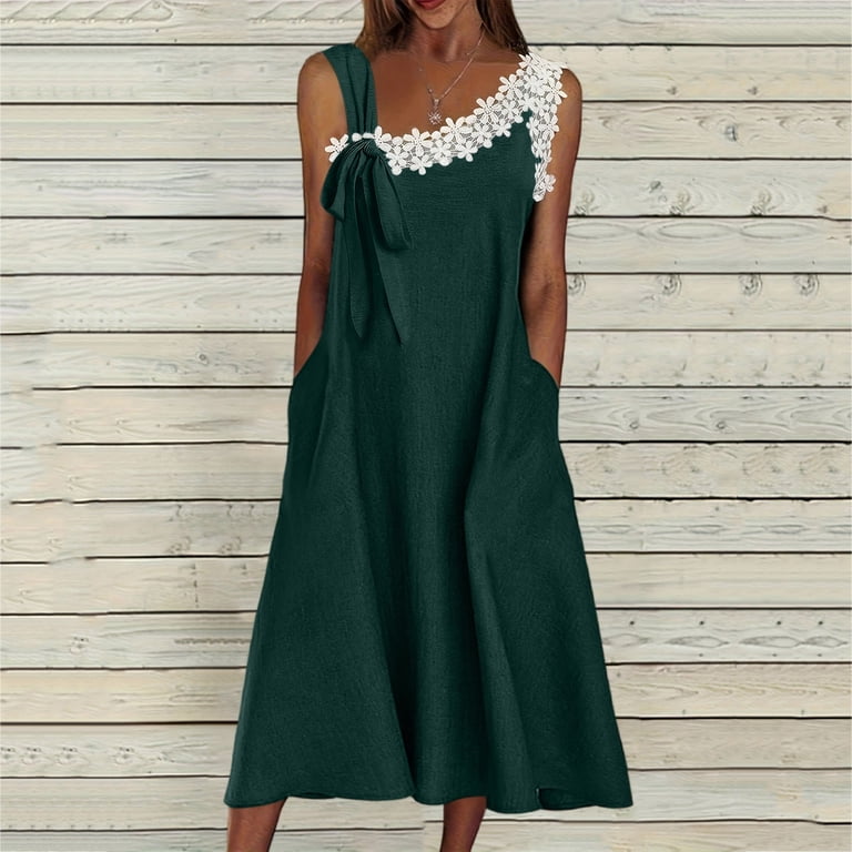 knee length dresses for ladies FLORAL LACE TRIM MIDI DRESS – Janelle James Boutique main image 1
