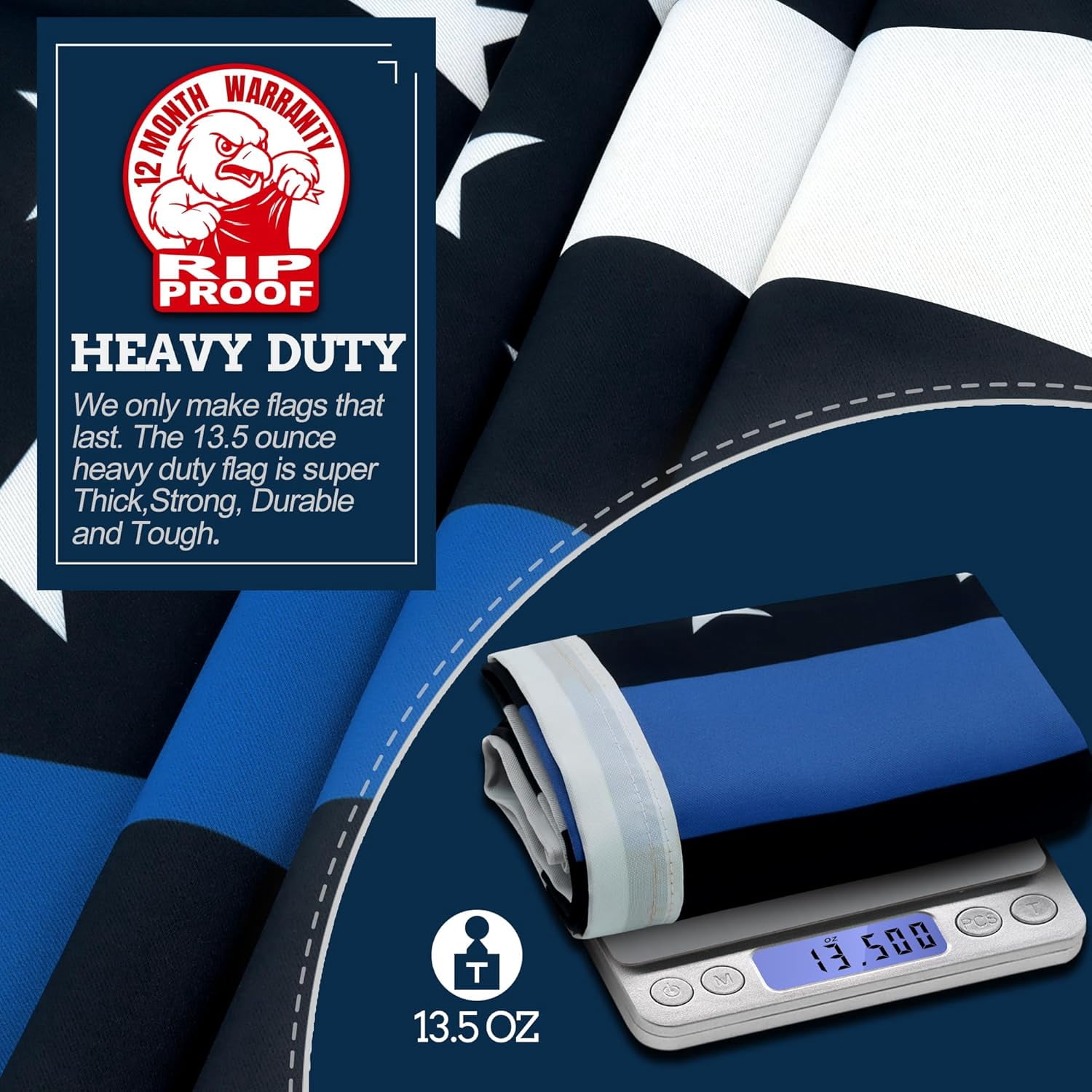 Anley Rip-Proof Technology Double Sided 3-Ply Thin Blue Line Flag 3x5 Foot -  Law Enforcement Police Flag USA Banner