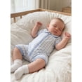 thumbnail image 5 of BemeyourBBs Newborn Baby Boy Girl Summer Clothes 0 3 6 Months Plaid Romper One Piece Outfit Short Sleeve Turn-down Collar Zipper Jumpsuits Shorts, 5 of 9