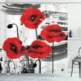 thumbnail image 1 of Ambesonne Poppy Flower Shower Curtain, Grunge Brush Flowers, 69"Wx84"L, Vermilion Grey, 1 of 3