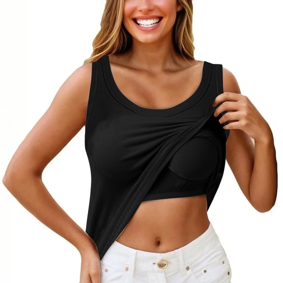 Under $5 Camisoles & Tanks for Women,Xingpeng Adjustable Vest Black L Women with Pad Short Wear Sports Base Shirt with Thread I Vest Underwear