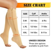 3 Pairs Open Toe Zipper Medical Sport Compression Socks - 15-20mmhg Graduated Knee-High Support for Men & Women, Ideal for Soccer, Running, and Nurses