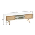 thumbnail image 3 of [Luckynote]55.12" Rattan TV Cabinet, Double Sliding Doors for Storage, Adjustable Shelf, Solid Wood Legs, TV Console for Living Room, White, 3 of 10